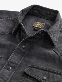 Online Next Denim Western 100% Cotton Long Sleeve Shirt Black