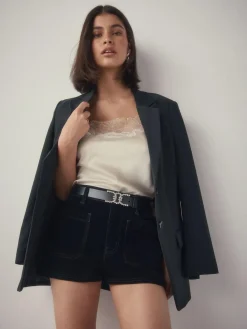 New Next Black Diamante Statement Buckle Regular Leather Belt