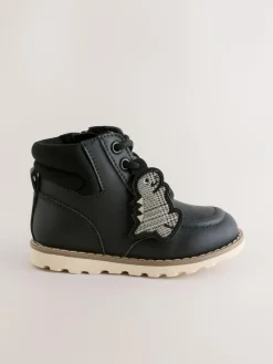 Hot Next Lace-Up Boots Black Dinosaur