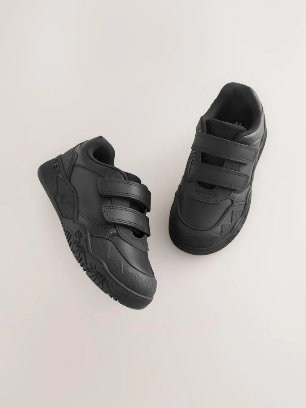 Clearance Next Black Dinosaur Touch Fastening Leather School Shoes