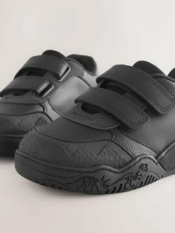 Clearance Next Black Dinosaur Touch Fastening Leather School Shoes