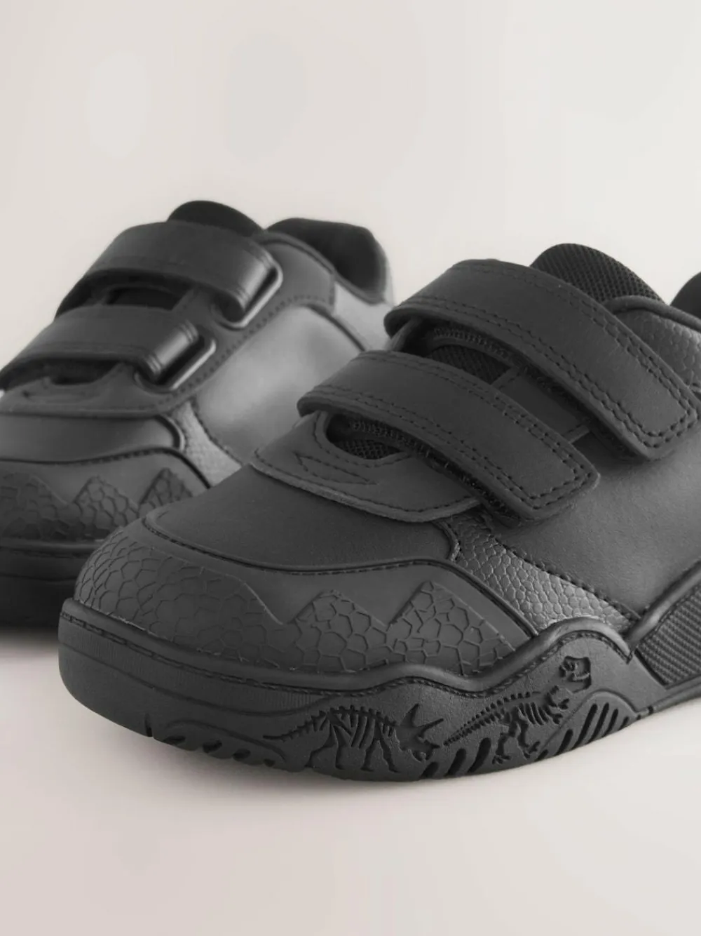 Clearance Next Black Dinosaur Touch Fastening Leather School Shoes
