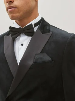 Outlet Next Black Double Breasted Slim Fit Velvet Blazer