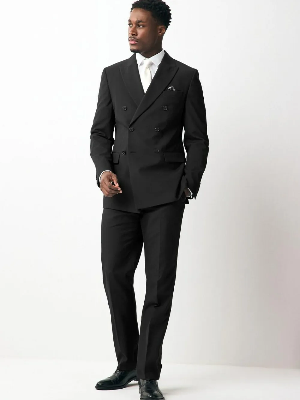 Hot Next Black Double Breasted Tailored Two Button Suit Jacket