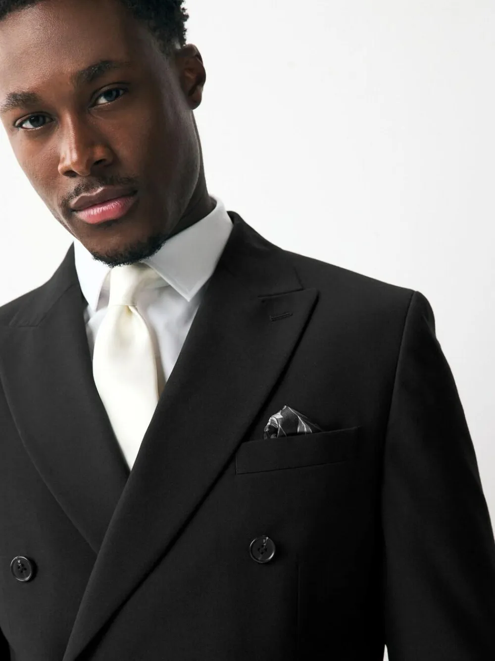 Hot Next Black Double Breasted Tailored Two Button Suit Jacket