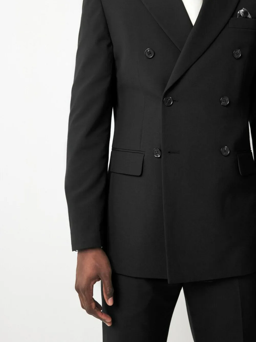 Hot Next Black Double Breasted Tailored Two Button Suit Jacket