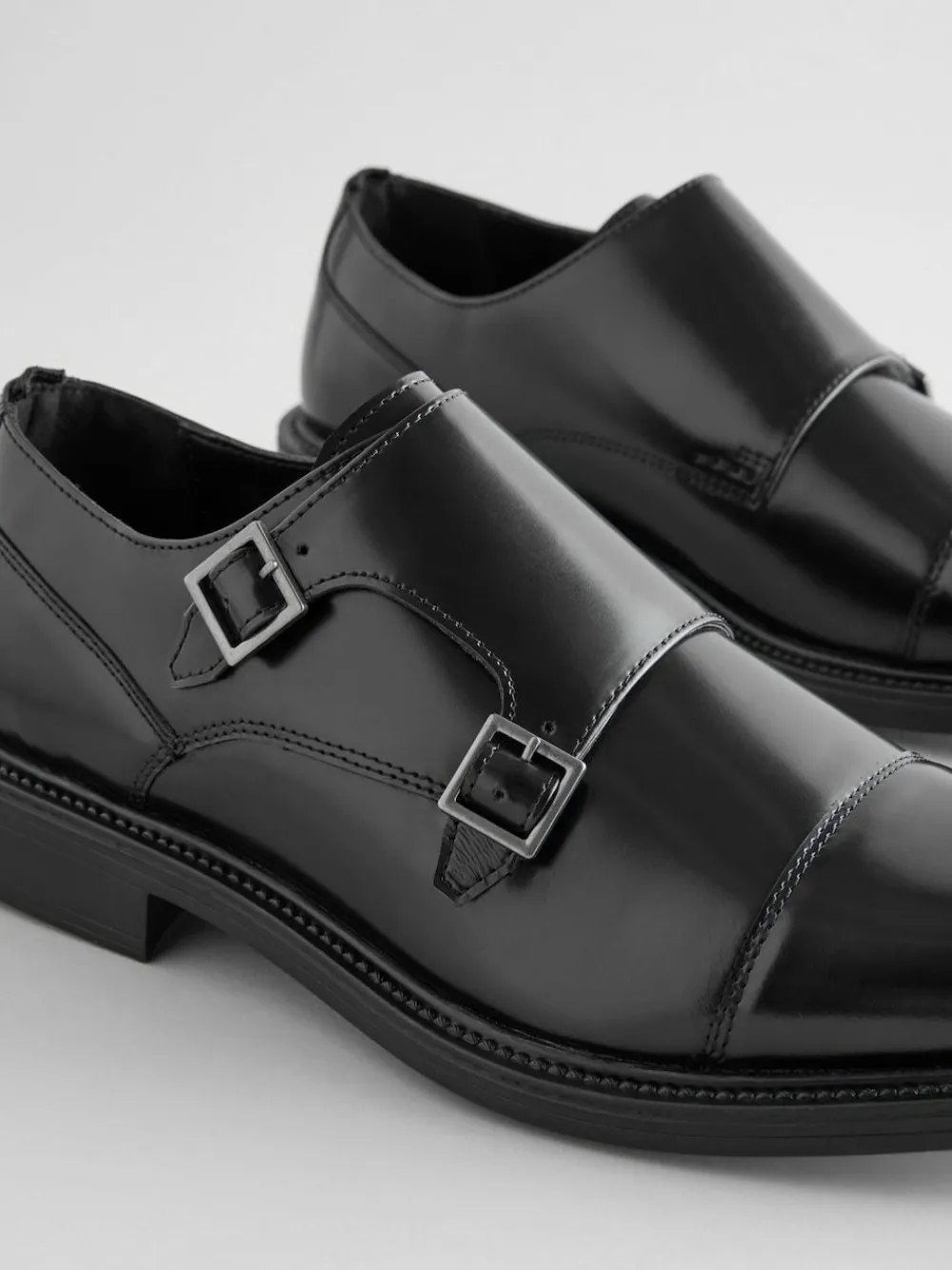 Next Black Double Monk Shoes^ Shoes