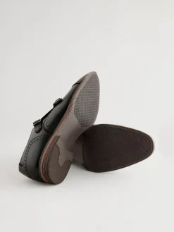 Online Next Black Double Monk Toe Cap Shoes