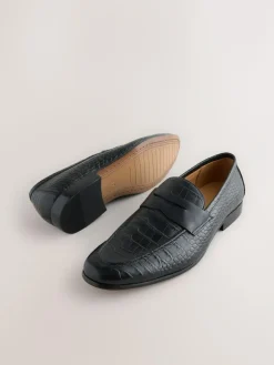 Next Embossed Leather Loafers^ Shoes