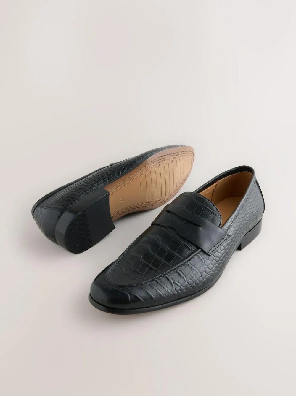 Next Embossed Leather Loafers^ Shoes