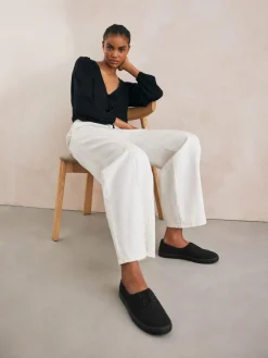 Next Embroidered Laceless Canvas Slip On Trainers^Women Sneakers