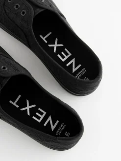 Next Embroidered Laceless Canvas Slip On Trainers^Women Sneakers