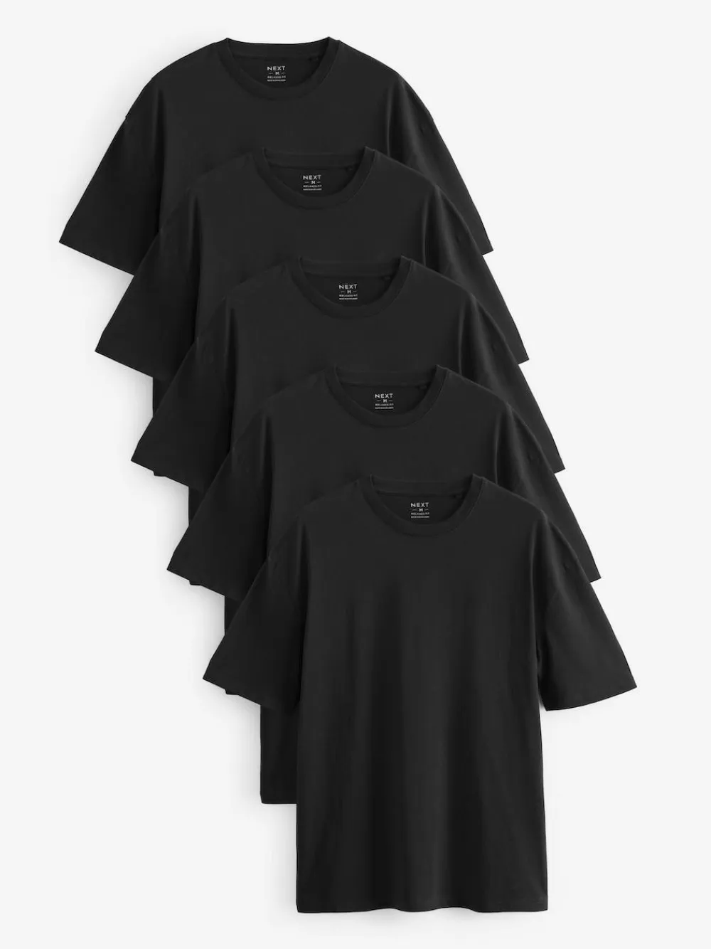 Outlet Next Essential Cotton T-Shirts Relaxed Fit 5 Pack Black