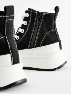 Outlet Next Extra Chunky Lace-Up With Zip Trainers Black