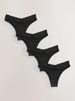 Next Extra High Leg Cotton Lace Knickers 4 Pack^Women Panties|All Lingerie