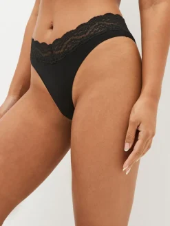 Next Extra High Leg Cotton Lace Knickers 4 Pack^Women Panties|All Lingerie