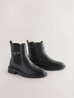 Next Black Extra Wide Fit Buckled Chelsea Boots^Women Boots & Wellies|Boots