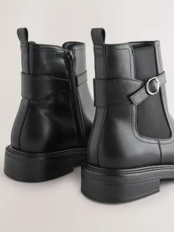 Next Black Extra Wide Fit Buckled Chelsea Boots^Women Boots & Wellies|Boots