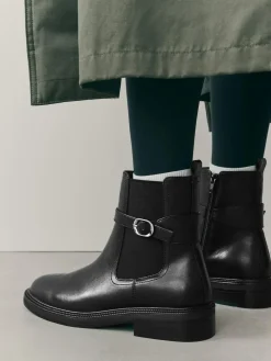 Next Black Extra Wide Fit Buckled Chelsea Boots^Women Boots & Wellies|Boots