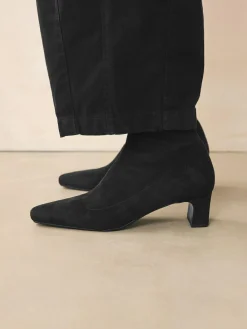 Outlet Next Extra Wide Fit Chisel Toe Block Heel Sock Boots Black
