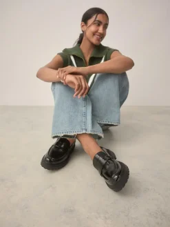 Online Next Extra Wide Fit Chunky Loafers Black