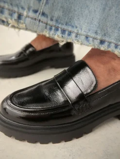 Online Next Extra Wide Fit Chunky Loafers Black