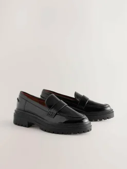 Online Next Extra Wide Fit Chunky Loafers Black