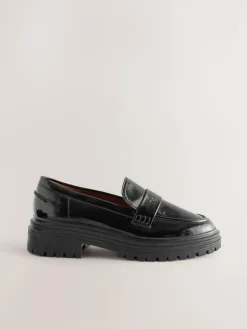 Online Next Extra Wide Fit Chunky Loafers Black