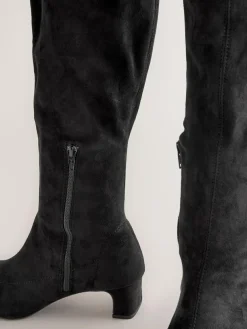 Next Black Extra Wide Fit Forever Comfort® Chisel Toe Knee Sock Boots^Women Boots & Wellies|Boots