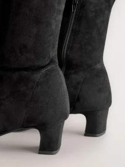 Next Black Extra Wide Fit Forever Comfort® Chisel Toe Knee Sock Boots^Women Boots & Wellies|Boots