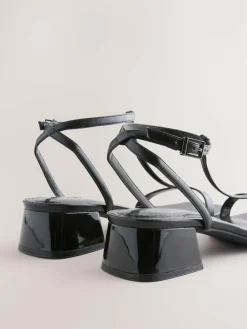 Discount Next Extra Wide Fit Forever Comfort® Low Block Strappy Sandals Black