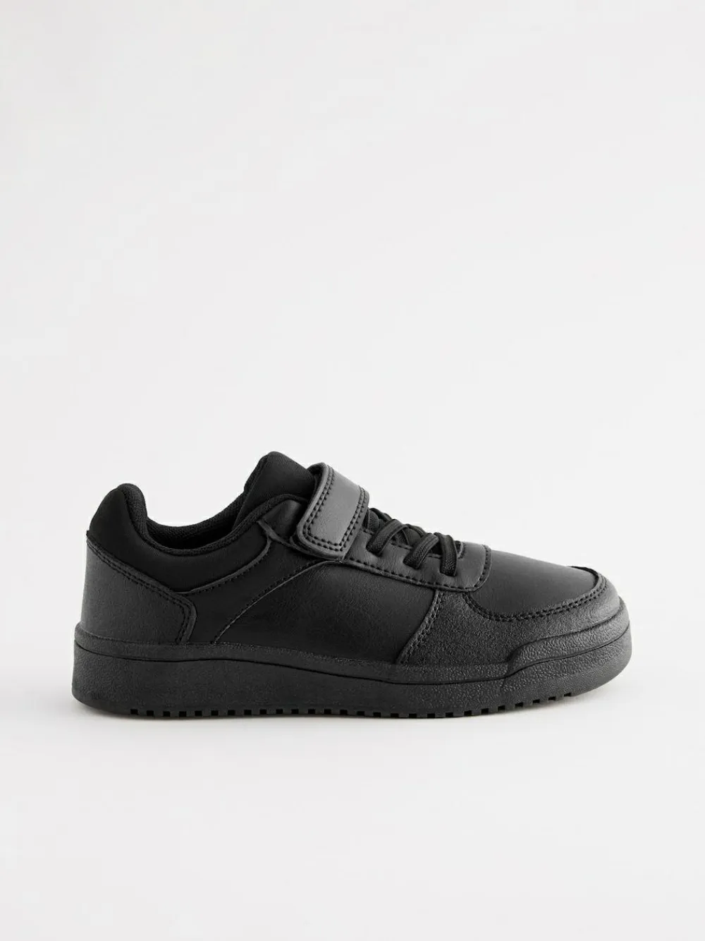 Next Black Extra Wide Fit (H) 1 Strap Elastic Lace School Trainers^BOY Shoes|School Shoes