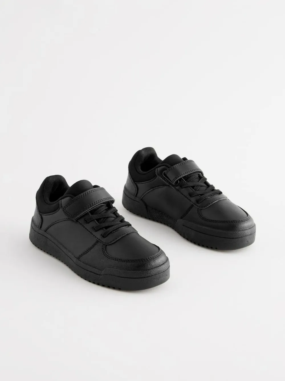 Next Black Extra Wide Fit (H) 1 Strap Elastic Lace School Trainers^BOY Shoes|School Shoes