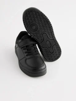 Next Black Extra Wide Fit (H) 1 Strap Elastic Lace School Trainers^BOY Shoes|School Shoes