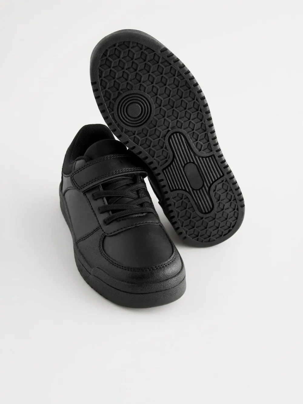Next Black Extra Wide Fit (H) 1 Strap Elastic Lace School Trainers^BOY Shoes|School Shoes