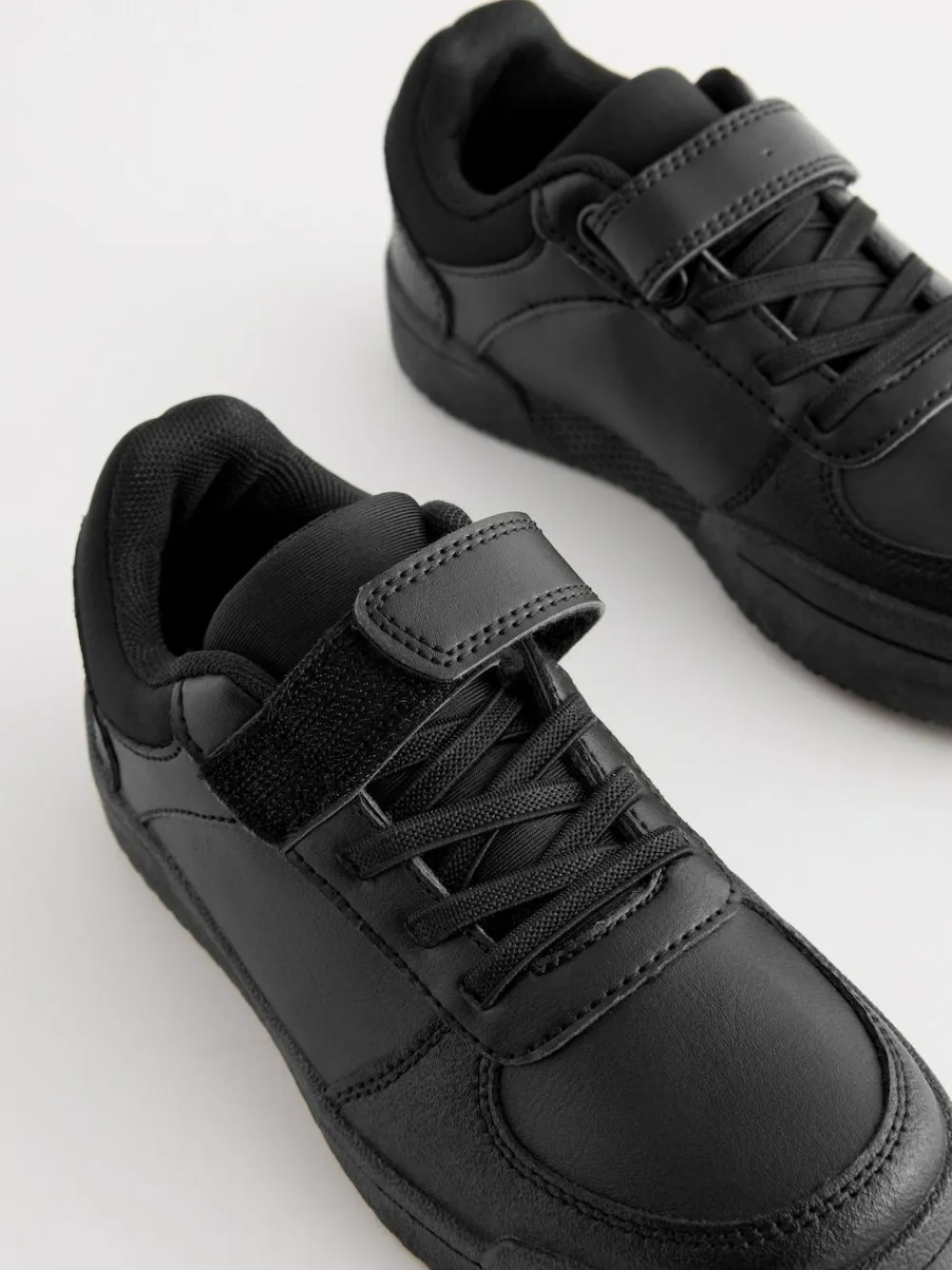 Next Black Extra Wide Fit (H) 1 Strap Elastic Lace School Trainers^BOY Shoes|School Shoes
