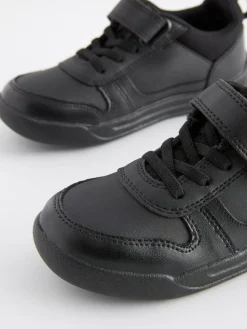 Next Black Extra Wide Fit (H) Elastic Lace School Trainers^BOY School Shoes|Boys Shoes