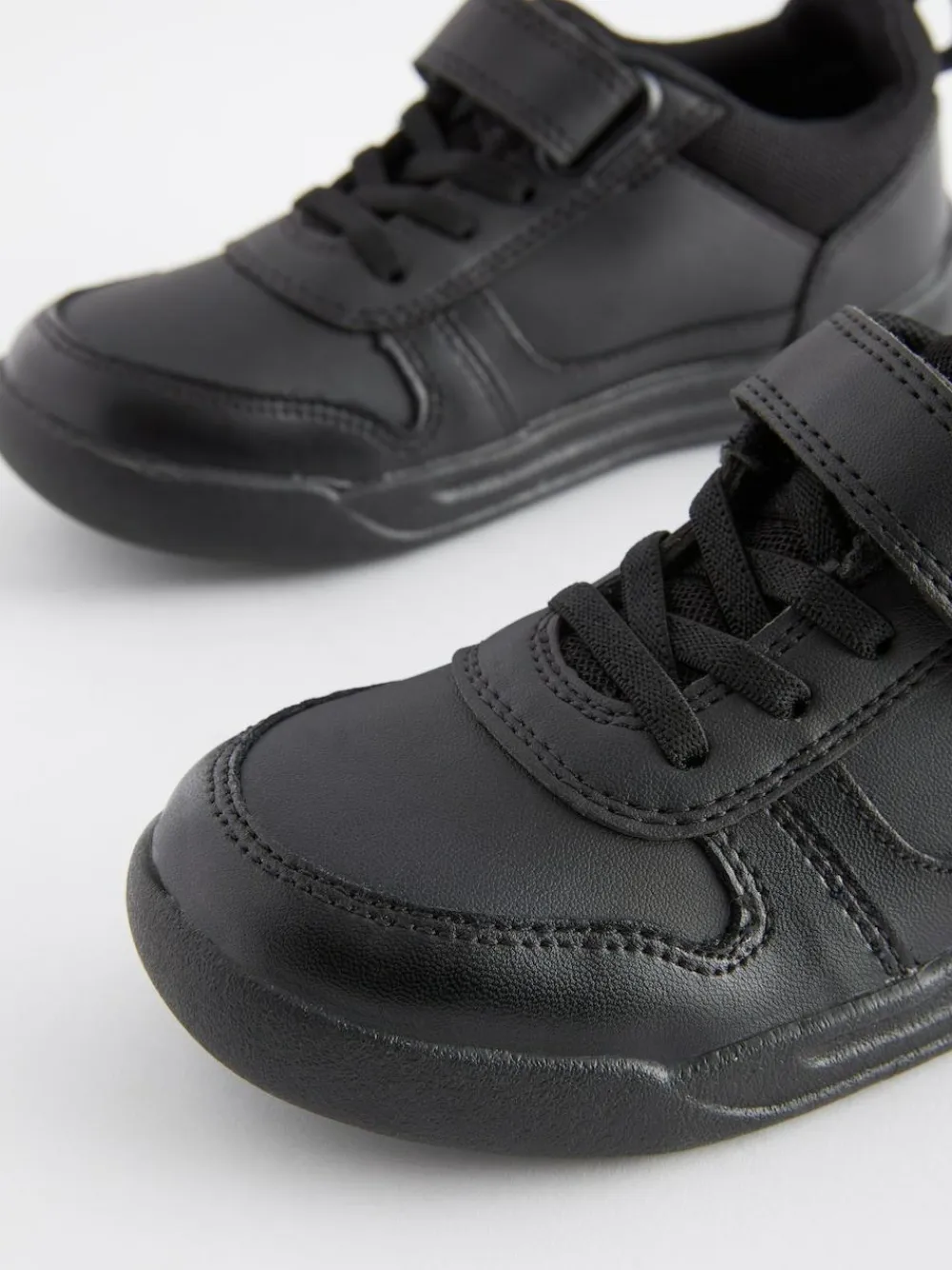 Next Black Extra Wide Fit (H) Elastic Lace School Trainers^BOY School Shoes|Boys Shoes
