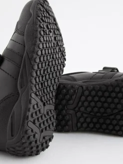 Next Black Extra Wide Fit (H) School Leather Elastic Lace Shoes^BOY School Shoes|Boys Shoes