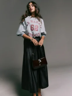 Next Faux Leather Midi Kilt Skirt^Women Skirts