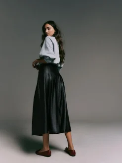 Next Faux Leather Midi Kilt Skirt^Women Skirts