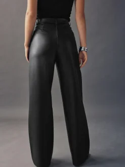 Clearance Next Faux Leather Straight Leg Trousers Black