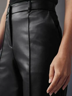 Clearance Next Faux Leather Straight Leg Trousers Black