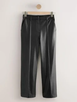 Clearance Next Faux Leather Straight Leg Trousers Black