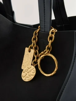 Next Black Faux Suede Mix Charm Shoulder Bag^Women Bags