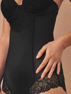 Online Next Firm Tummy Control Cupped Lace Body Black