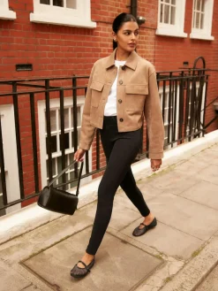 Next Black Fleece Lined Warm Handle Cosy Jersey Denim Leggings^Women Leggings & Sweatpants