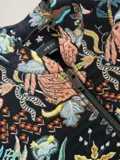 Hot Next Floral Jacquard Bomber Jacket Black