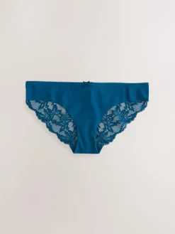 New Next Brazilian No VPL Lace Back Briefs 5 Pack Black Floral Print