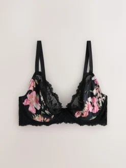 Hot Next Black Floral/Pink DD+ Non Pad Plunge Bras 2 Pack